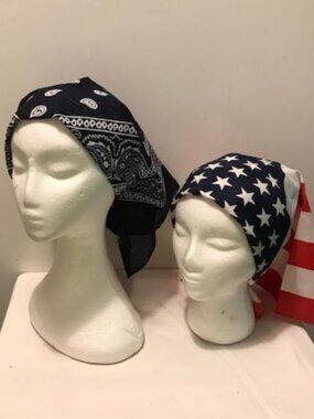Black & American Flag 2 Pack Bandana 100% Cotton Paisley Print One-Sided Scarf